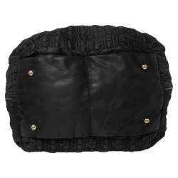 Pre Owned CH Carolina Herrera Black Monogram Nylon Drawstring Shoulder Bag