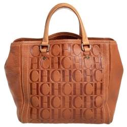 Pre Owned Carolina Herrera Brown Leather Andy Satchel