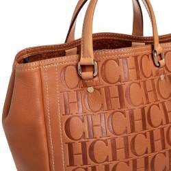 Pre Owned Carolina Herrera Brown Leather Andy Satchel