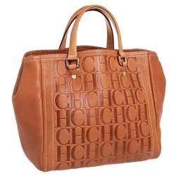 Pre Owned Carolina Herrera Brown Leather Andy Satchel