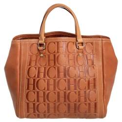 Pre Owned Carolina Herrera Brown Leather Andy Satchel
