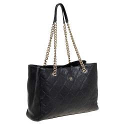 Pre Owned حقيبة يد كارولينا هيريرا شوبر جلد مبطن أسود