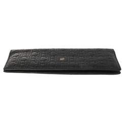 Pre Owned Carolina Herrera Black Monogram Embossed Leather Bifold Long Wallet