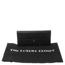 Pre Owned Carolina Herrera Black Monogram Embossed Leather Bifold Long Wallet