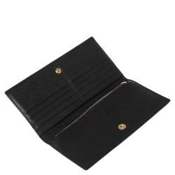 Pre Owned Carolina Herrera Black Monogram Embossed Leather Bifold Long Wallet