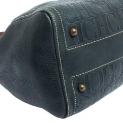 Pre Owned Carolina Herrera Dark Green Monogram Leather Andy Boston Bag