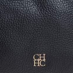 Pre Owned Carolina Herrera Black Leather Tassel Chain Hobo