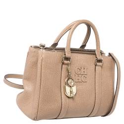 Pre Owned Carolina Herrera Beige Leather Small Matteo Tote