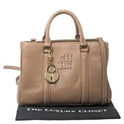 Pre Owned Carolina Herrera Beige Leather Small Matteo Tote