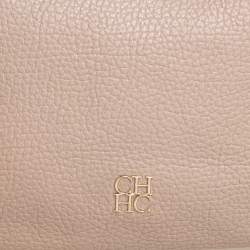 Pre Owned Carolina Herrera Beige Leather Chain Tassel Hobo