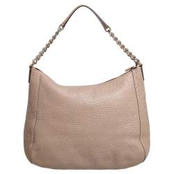 Pre Owned Carolina Herrera Beige Leather Chain Tassel Hobo