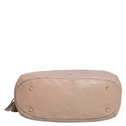 Pre Owned Carolina Herrera Beige Leather Chain Tassel Hobo