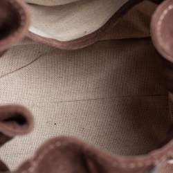 Pre Owned Carolina Herrera Brown Embossed Suede and Leather Bow Bucket Bag