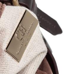 Pre Owned Carolina Herrera Brown Embossed Suede and Leather Bow Bucket Bag