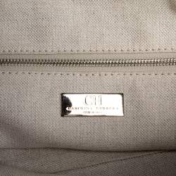 Pre Owned Carolina Herrera Brown Monogram Nubuck and Leather Dome Satchel