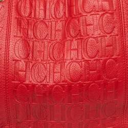 Pre Owned حقيبة يد توتس سي أتش كارولينا هيريرا جلد نقشة مونوغراميه أحمر يد سلسلة