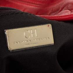 Pre Owned حقيبة يد توتس سي أتش كارولينا هيريرا جلد نقشة مونوغراميه أحمر يد سلسلة