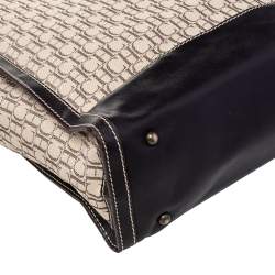 Pre Owned CH Carolina Herrera Beige/Brown Monogram Canvas and Leather Tote