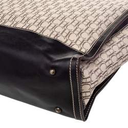 Pre Owned CH Carolina Herrera Beige/Brown Monogram Canvas and Leather Tote