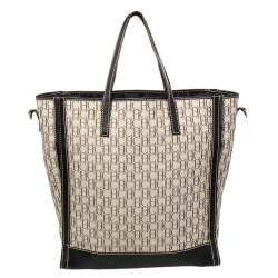 Pre Owned CH Carolina Herrera Beige/Brown Monogram Canvas and Leather Tote