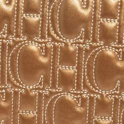 CH Carolina Herrera Gold Monogram Leather Clutch
