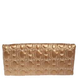 Pre Owned حقيبة كلتش سي أتش كارولينا هيريرا جلد مونوغرامي ذهبي 