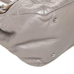 Pre Owned Carolina Herrera Metallic Grey Monogram Leather Audrey Tote