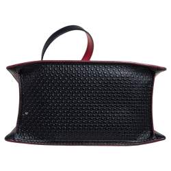 Pre Owned CH Carolina Herrera Black Monogram Leather Carry On Top Handle Bag