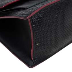 Pre Owned CH Carolina Herrera Black Monogram Leather Carry On Top Handle Bag