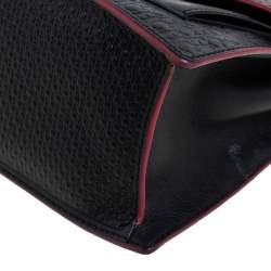 Pre Owned CH Carolina Herrera Black Monogram Leather Carry On Top Handle Bag