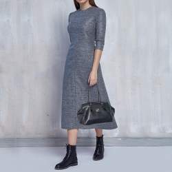 Pre Owned Carolina Herrera Dark Navy Leather Tote