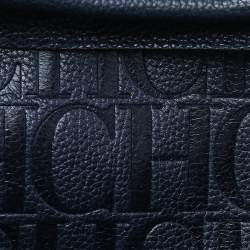 Pre Owned Carolina Herrera Dark Navy Leather Tote