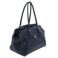 Pre Owned Carolina Herrera Dark Navy Leather Tote