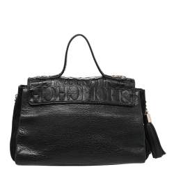 مملوكة مسبقًا حقيبة سي أتش كارولينا هيريا يد علوية قلاب جلد مونوغرامي أسود