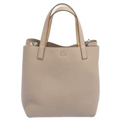 Pre Owned Carolina Herrera Grey Leather Small Matryoshka Locked Tote