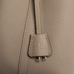 Pre Owned Carolina Herrera Grey Leather Small Matryoshka Locked Tote