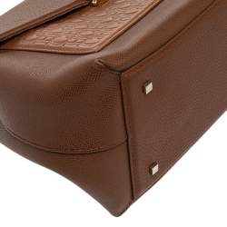 Pre Owned حقيبة سي أتش كارولينا هيريرا جلد بني مونوغرامي بيد علوية