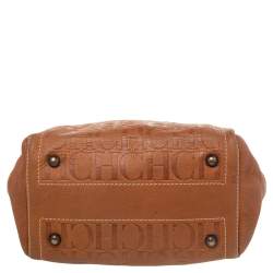 Pre Owned Carolina Herrera Brown Monogram Leather Andy Tote Bag