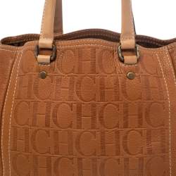 Pre Owned Carolina Herrera Brown Monogram Leather Andy Tote Bag