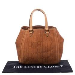 Pre Owned Carolina Herrera Brown Monogram Leather Andy Tote Bag