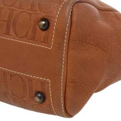 Pre Owned Carolina Herrera Brown Monogram Leather Andy Tote Bag