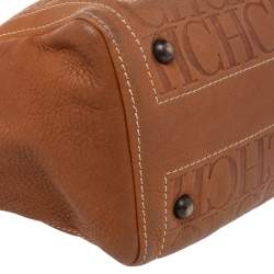 Pre Owned Carolina Herrera Brown Monogram Leather Andy Tote Bag