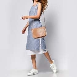 Pre Owned CH Carolina Herrera Beige/Cream Leather New Baltazar Flap Shoulder Bag