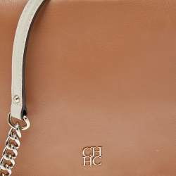 Pre Owned CH Carolina Herrera Beige/Cream Leather New Baltazar Flap Shoulder Bag