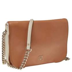 Pre Owned CH Carolina Herrera Beige/Cream Leather New Baltazar Flap Shoulder Bag