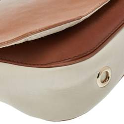 Pre Owned CH Carolina Herrera Beige/Cream Leather New Baltazar Flap Shoulder Bag