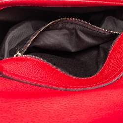 Pre Owned Carolina Herrera Red Leather Flap Clutch