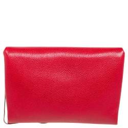 Pre Owned Carolina Herrera Red Leather Flap Clutch
