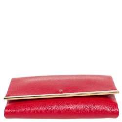Pre Owned Carolina Herrera Red Leather Flap Clutch