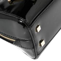 Pre Owned Carolina Herrera Black Patent Leather Micro Logo Charm Satchel